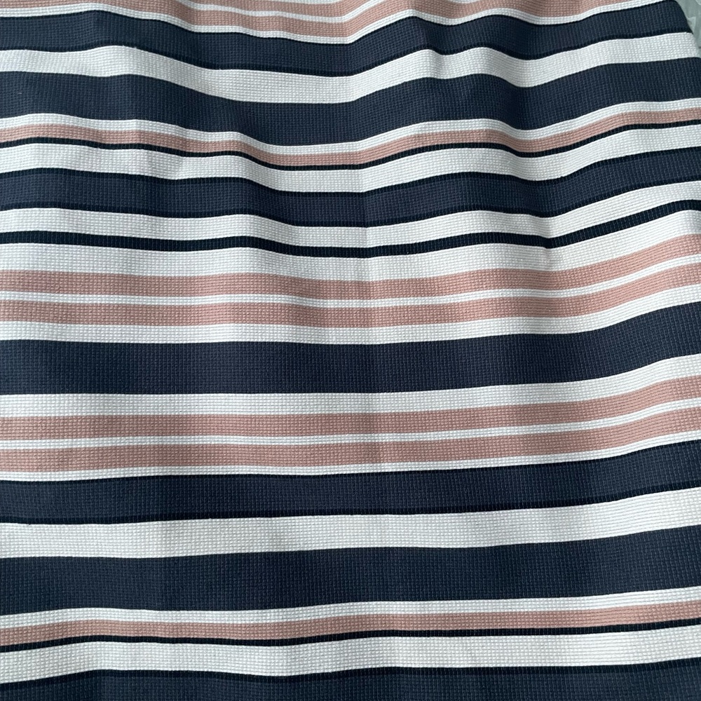 LOFT A-Line Skirt in Navy, Pink, and White Stripes
